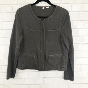 Moth - Anthropologie Brown Jacquard Zip Front Jacket Women's Size Large